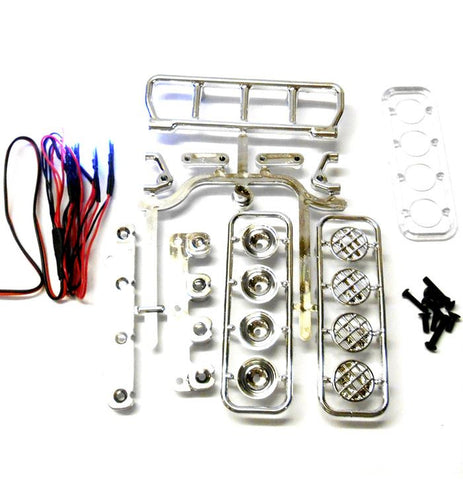 L-022b 1/10 Monster Truck Body Shell Roof Mount Light Set White 5 LEDs Chrome