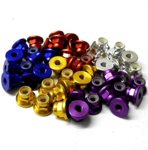 L3220 1/10 Scale Wheel Axle Nylon Lock Nuts x 10 M4 4mm Thread Mix Colour Bag 50