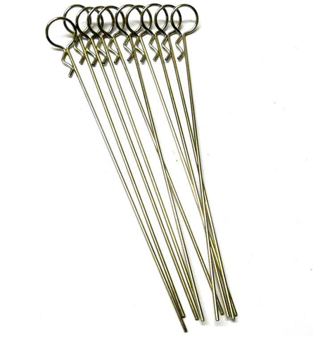 L4291 1/10 Scale Long Body Post Shell Cover Clips Large Loop x 10 Silver 100mm
