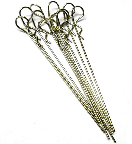 L4293 1/8 Scale Long Body Post Shell Cover Clip 13mm Large Loop 10 Silver 100mm