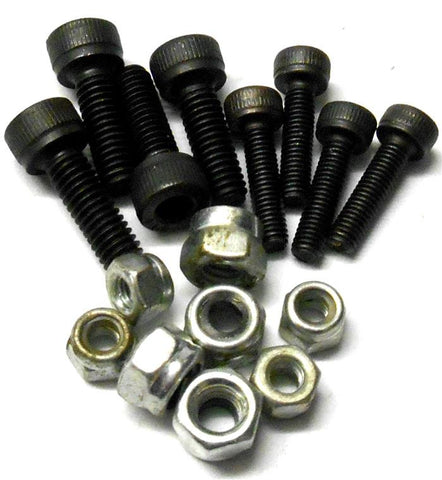 L6330 M3 3mm + M4 4mm x 12mm Metric Allen Cap Head Screw x 4 Black + Silver Nuts