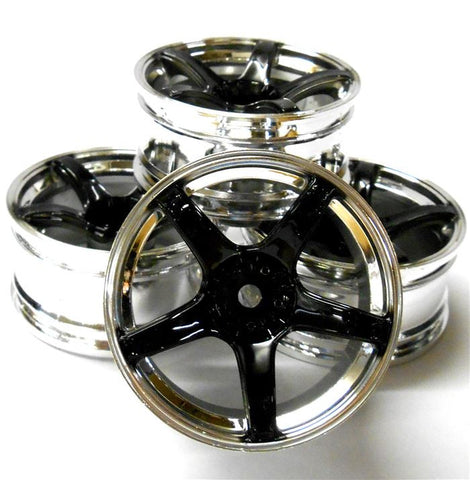 LT-Hub-012-eB 1/10 Scale Racing Touring Car Plastic Wheels Rims 5 Spoke Black 4