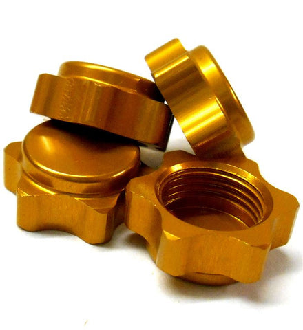 T10087 1/8 RC Buggy M17 17mm Alloy Wheel Nut Caps Yellow x 4 M12 12mm Thread