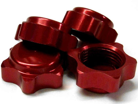 T10090 1/8 RC M17 17mm Alloy Wheel Nut Caps Red - Dark Pink x 4 M12 12mm Thread