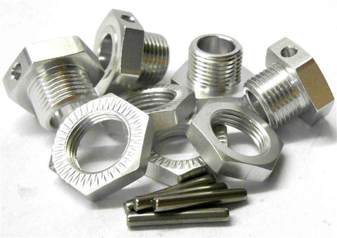 T10092 1/8 RC Buggy M17 17mm Alloy Wheel Hubs Adapter Nut Pin Silver x 4