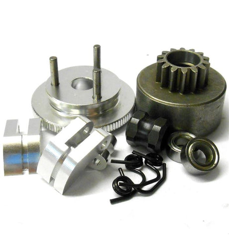 TD10031 1/8 RC Alloy 3 Shoe 14T Clutch Kit Silver Flywheel + Shoes + Bearings