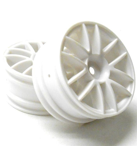 02018w 1/10 On Road RC Car Wheels Wheel Rims Plastic x 2 White 12 Spoke