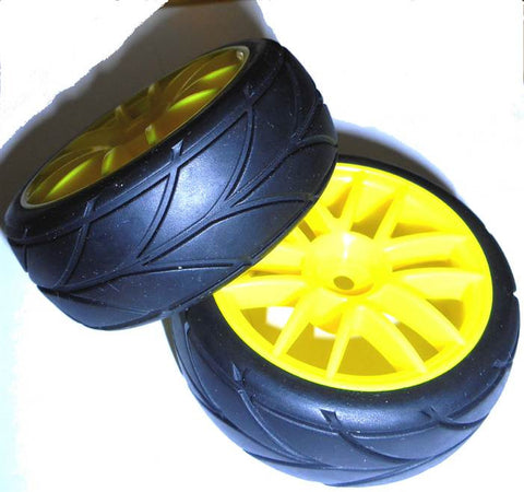 02020 1/10 On Road RC Car Wheels and Tyres x 2 Yellow