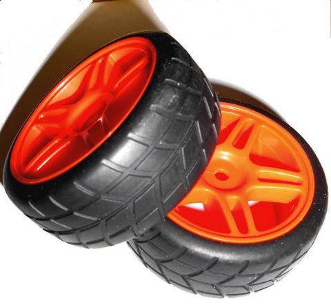 02185 1/10 On Road RC Car Wheels and Tyres x 2 Red