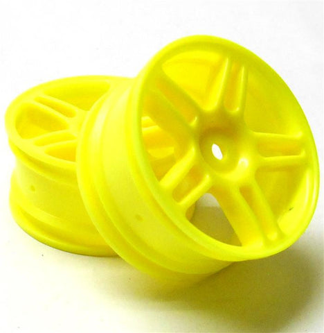 02228Y 1/10 On Road RC Car Wheels Wheel Rims Plastic x 2 Yellow Star
