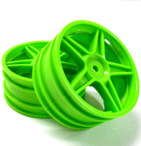 06008 1/10 Off Road RC Buggy Front Wheels Rims Green x 2