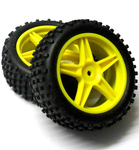 06010 1/10 Off Road RC Buggy Front Wheels / Tyre Yellow x 2