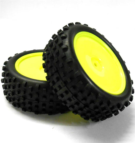 06028 1/10 RC Buggy Front Wheels and Tyres Disc Yellow x 2