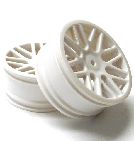 06101 1/10 Scale Front Wheels Wheel Rim x 2 White 16 Spoke HSP