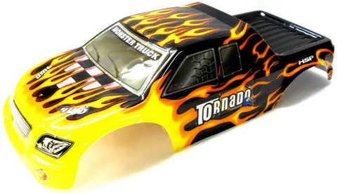 08304 1/8 Scale RC Nitro Monster Truck Body Shell Cover Black Flame Cut