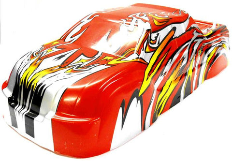 08306 1/8 Scale RC Nitro Monster Truck Body Shell Cover Red Flame Uncut