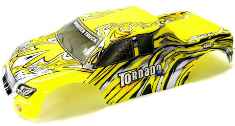 08307 1/8 Scale RC Nitro Monster Truck Body Shell Cover Yellow Cut