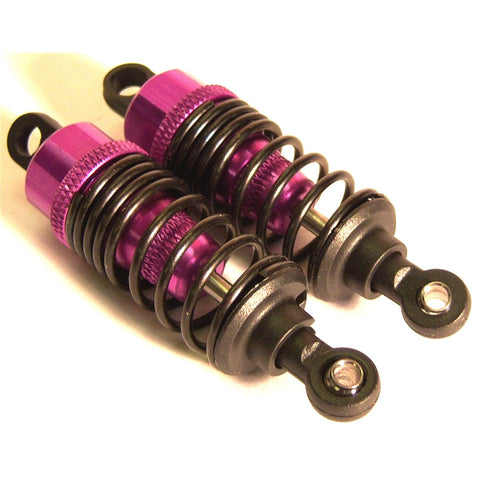 A112007 1/10 Scale On Road Car RC Shock Absorbers Dampers x 2 Pink Alloy 60mm