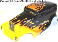 88046 RC 1/10 Scale Monster Truck Body Shell Cover HSP Black Flame Cut V5 Narrow