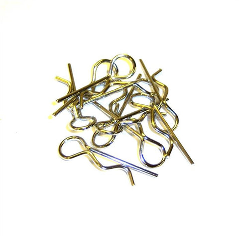 Silver Body Cover Clips Pins Secure Shell 1/10 Medium 24mm Long