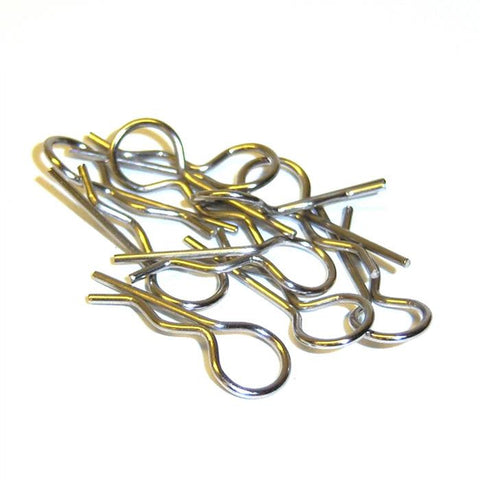 Silver Body Cover Clips Pins Secure Shell 1/10 Small 17mm Long