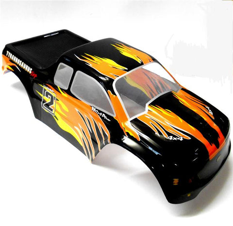 08035 10325 RC 1/10 Scale Monster Truck Body Shell Cover HSP Black Flame Cut