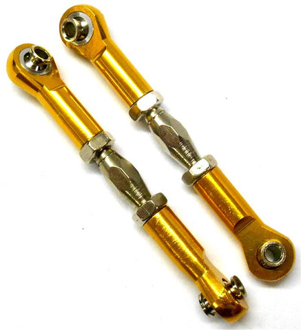 106017G 06048 1/10 Aluminium Adjustable Pulling Pull Steering Rods Arms 2 Yellow