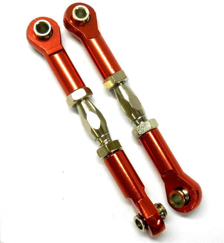 106017R 06048 1/10 Aluminium Adjustable Pulling Pull Steering Rods Arms x 2 Red