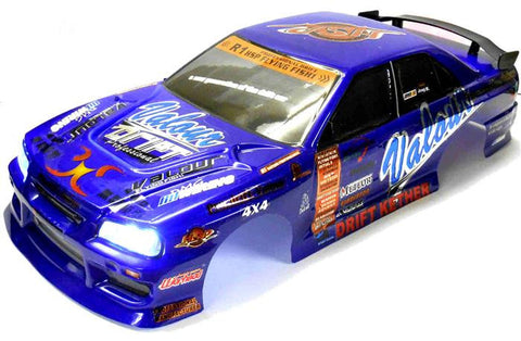 12330-BL 1/10 Scale Drift Touring Car Body Cover Shell RC Navy Blue Cut w Lights