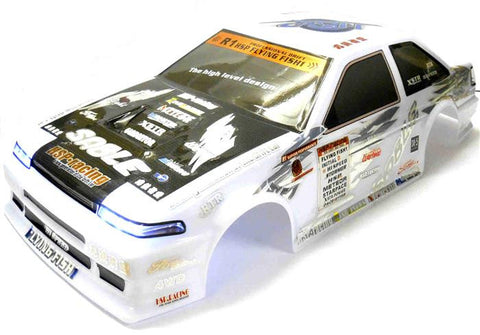 12352-W 1/10 Scale Drift Touring Car Body Cover Shell RC White Cut w Lights V2