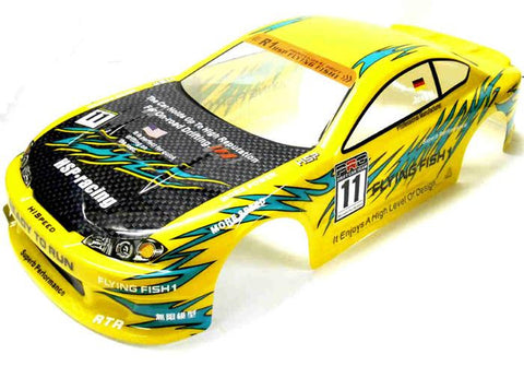 12362 1/10 Scale Drift Touring Car Body Cover Shell RC Yellow Cut