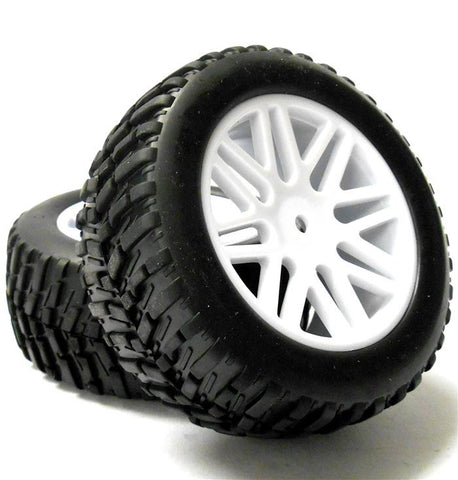 15502WH16 1/10 Scale RC Off Road Monster Truck Wheels Tyres x2 16 Spoke White
