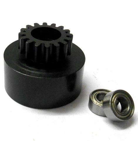 1/10 1/8 Scale .18 + Engine Clutch Bell Housing 16 Tooth Teeth 16T + 2 Bearings