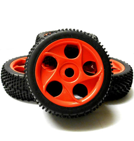 180065x4 1/8 Scale Off Road Buggy RC Wheels and Block Tread Tyres Star Red 4