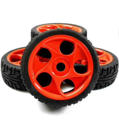 180071 1/8 Scale Buggy RC Wheels and On Road Tread Tyres 5 Holes Red x 4