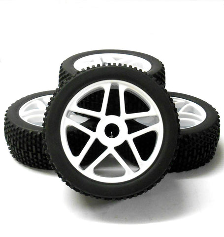180086 1/8 Scale Off Road Buggy RC Star Wheels and Tyres White x 4