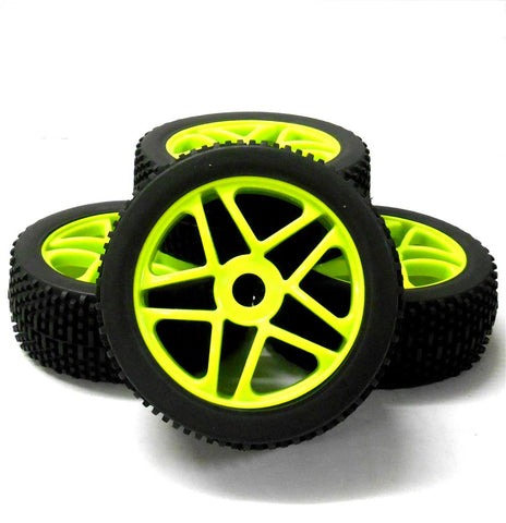 180094 1/8 Scale Off Road Buggy RC Star Wheels and Tyres Light Green x 4