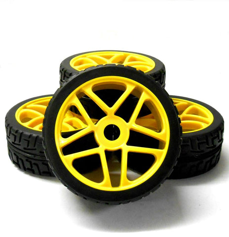 180099 1/8 Scale On Road Buggy RC Star Wheels and Tyres Yellow x 4