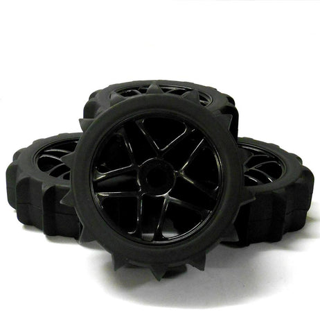 180141 1/8 Scale Sand Snow Buggy RC Star Wheels and Tyres Black x 4