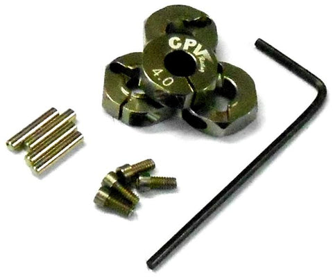 57804T 1/10 Scale RC M12 12mm Alloy Wheel Locking Hubs Adapter Nut Titanium Colour 4mm