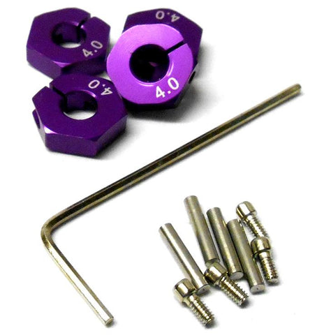 57804P 1/10 Scale RC M12 12mm Alloy Wheel Locking Hubs Adapter Nut Purple 4mm