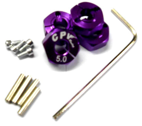 57805P 1/10 Scale RC M12 12mm Alloy Wheel Locking Hubs Adapter Nut Purple 5mm