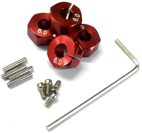 57806R 1/10 Scale RC M12 12mm Alloy Wheel Locking Hubs Adapter Nut Red 6mm