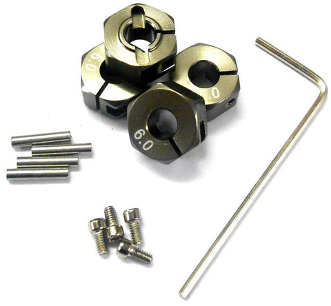 57806T 1/10 Scale RC M12 12mm Alloy Wheel Locking Hubs Adapter Nut Titanium Colour 6mm