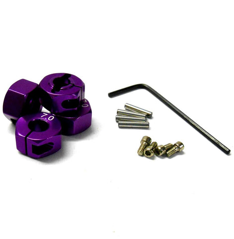 57807P 1/10 Scale RC M12 12mm Alloy Wheel Locking Hubs Adapter Nut Purple 7mm