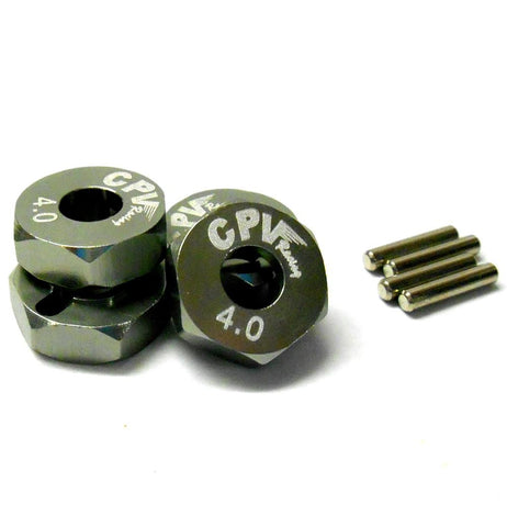 57814T 1/10 Scale RC M12 12mm Alloy Wheel Adaptors With Pins Nut Titanium 4mm