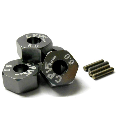 57816T 1/10 Scale RC M12 12mm Alloy Wheel Adaptors With Pins Nut Titanium 6mm