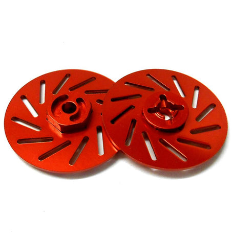 57822LR 1/10 RC M12 12mm Alloy Wheel Adaptors With Brake Disc Red 38mm x 2