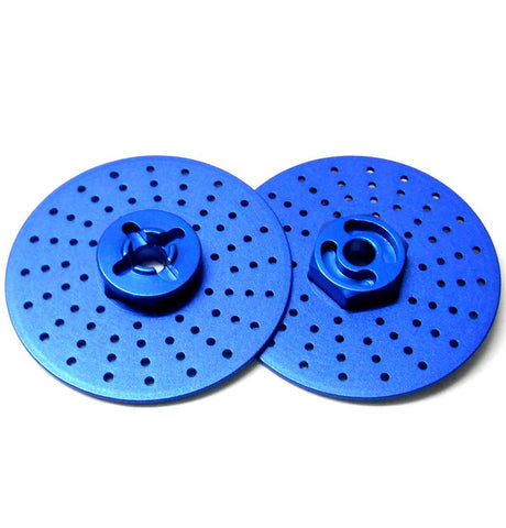 57823LB 1/10 RC M12 12mm Alloy Wheel Adaptors With Brake Disc Blue 38mm x 2