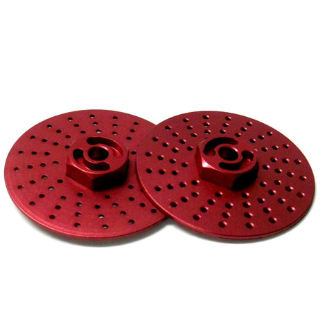 57823LR 1/10 RC M12 12mm Alloy Wheel Adaptors With Brake Disc Red 38mm x 2
